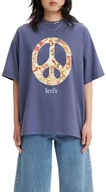 Swetry damskie - Levi's Damski sweter z krótkim stosem graficzny, Kwiatowy znak pokoju korona niebieska, M - miniaturka - grafika 1