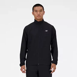 New Balance Bluza do biegania Stretch Woven Jacket MJ41062BK - Bluzy sportowe damskie - miniaturka - grafika 1