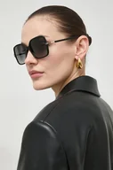 Okulary przeciwsłoneczne - Gucci okulary przeciwsłoneczne damskie kolor czarny - miniaturka - grafika 1