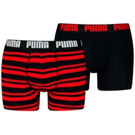 Majtki męskie - Męskie bokserki Puma Everyday Striped Boxers 2P Rozmiar: M / Kolor: czarny/czerwony - miniaturka - grafika 1