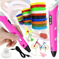 Długopisy 3D - CoolStaff Zestaw Długopis 3D Pen Zabawki Dla Dzieci + Wkłady Filament PLA Mix 9+100m - miniaturka - grafika 1
