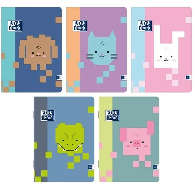 Zeszyt A5 w kratkę 16 kartek Oxford Zoo Blocks 10 sztuk