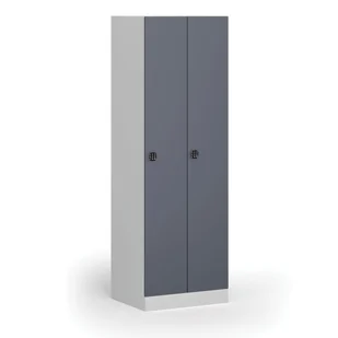 Szafka ubraniowa metalowa, 2-drzwiowa, 1850 x 600 x 500 mm, zamek elektroniczny na kod, drzwi ciemnoszare - Szafki biurowe - miniaturka - grafika 1