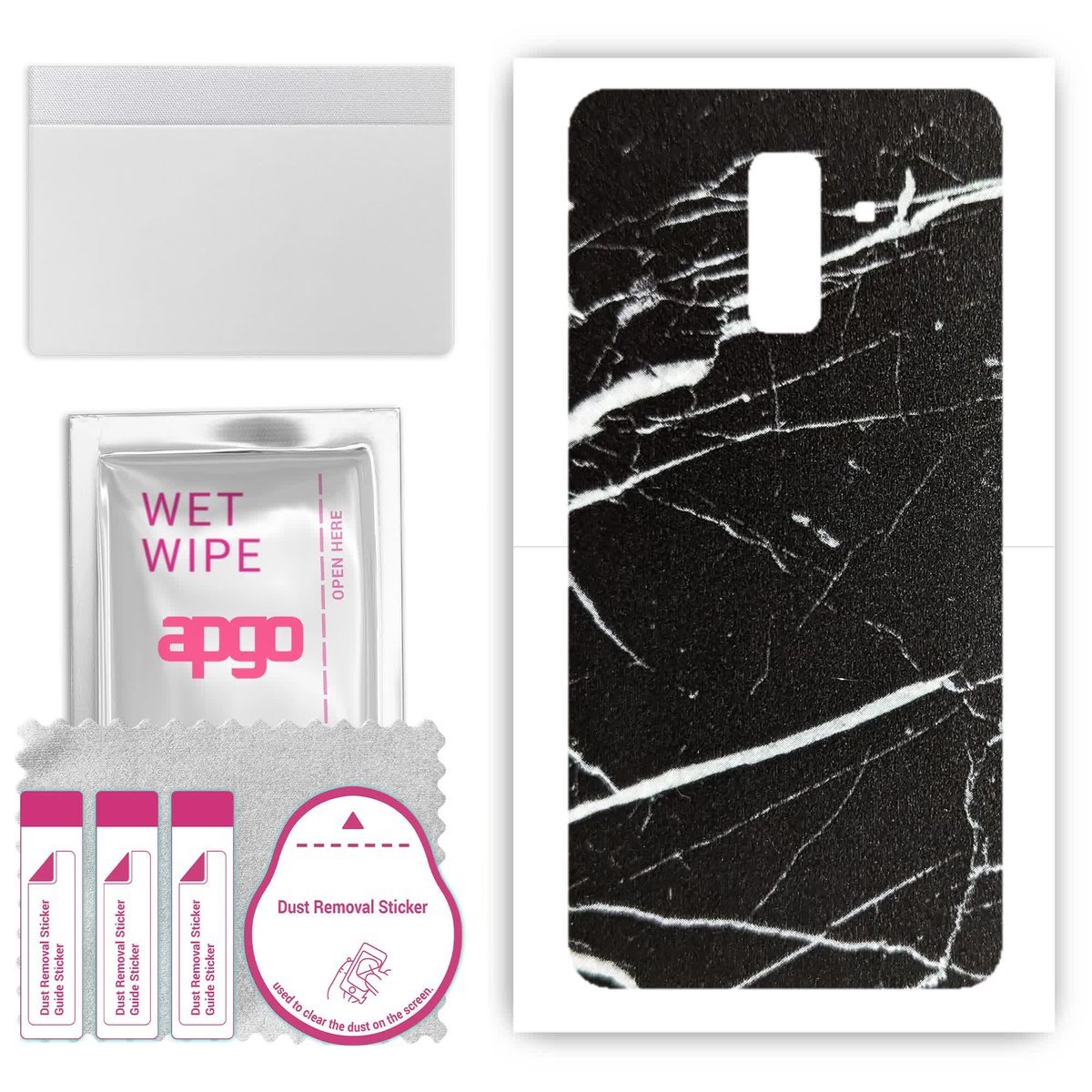 Folia naklejka skórka strukturalna na TYŁ do Samsung Galaxy A6+ (2018) - Marmur Ciemny - apgo SKINS