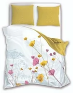 Pościel - Faro Pościel bawełniana 160x200 biała musztardowa kwiaty Letni sen 009 - miniaturka - grafika 1