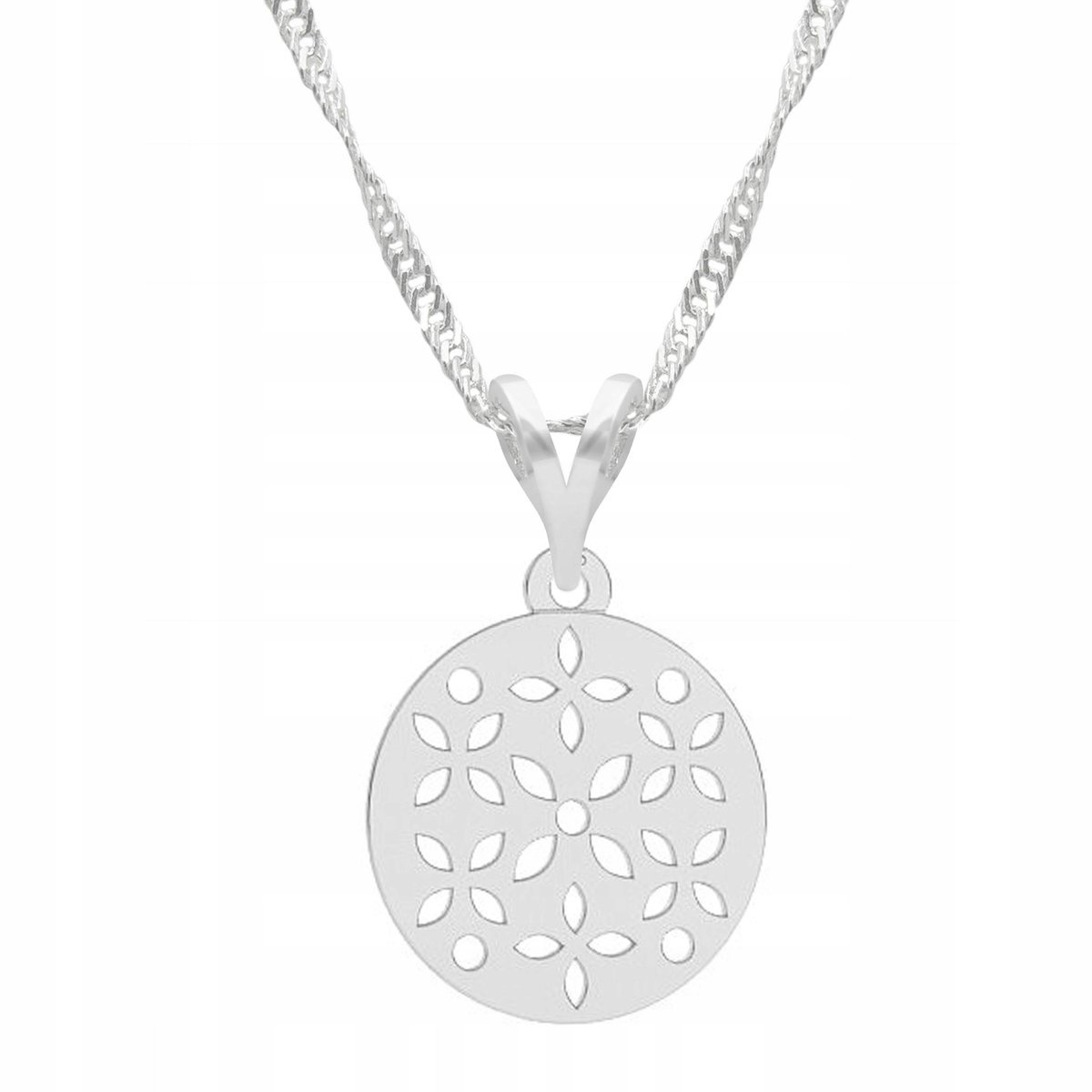 Naszyjnik Srebrny Kwiat Kwiatek z Kwiatkiem Roślina Natura SREBRO 925