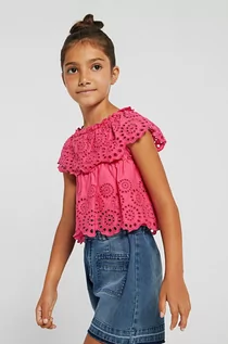 Bluzki damskie - Mayoral bluzka bawełniana dziecięca kolor różowy gładka - grafika 1
