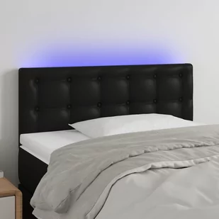 Lumarko Zagłówek do łóżka z LED, czarny, 90x5x78/88 cm, sztuczna skóra - Inne meble do sypialni - miniaturka - grafika 1