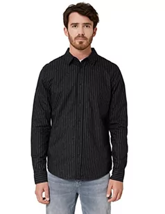 Som Męska koszula D330038 w paski, czarna, L, czarny, L - Koszule męskie - miniaturka - grafika 1