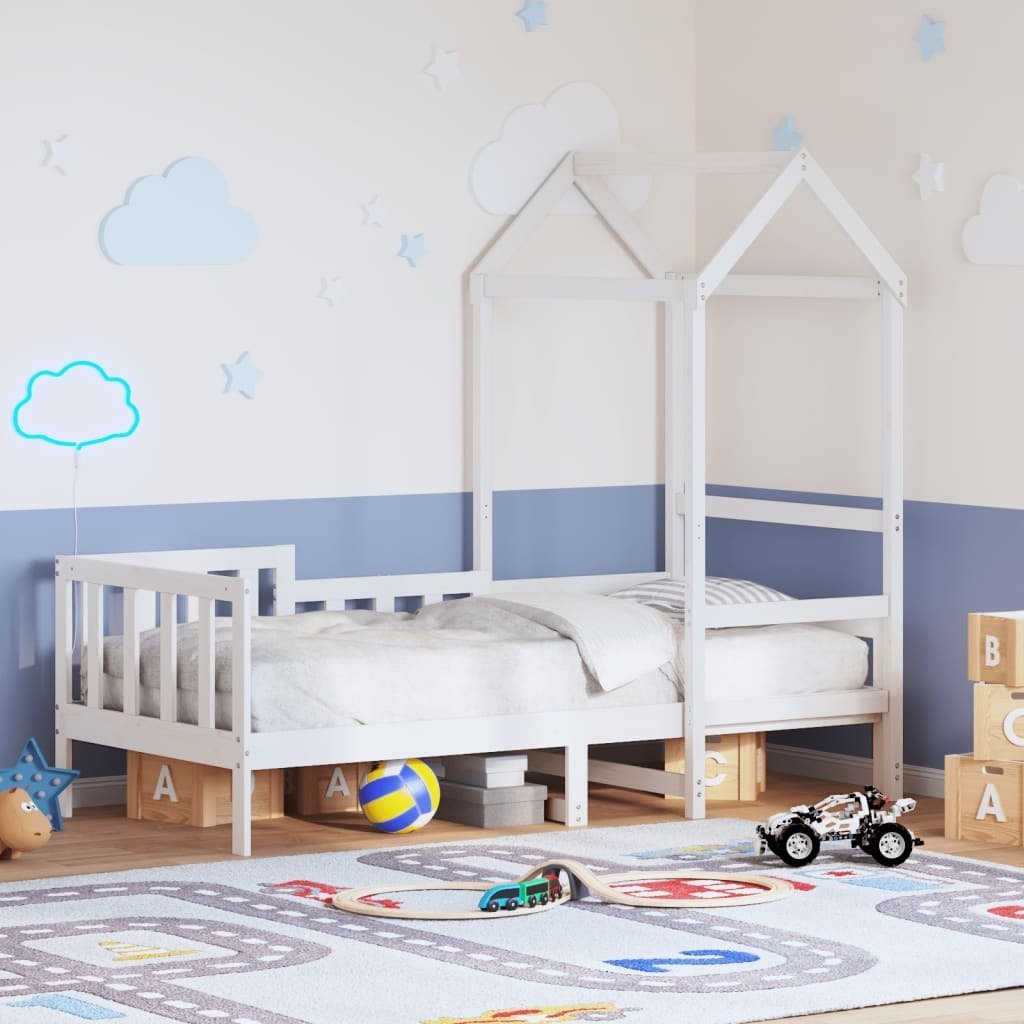 vidaXL vidaXL Łóżko dzienne z daszkiem, białe, 80x200 cm, lite drewno sosnowe