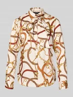 Koszule damskie - Bluzka o kroju regular fit wiązaniem pod szyją i krytą listwą guzikową - miniaturka - grafika 1