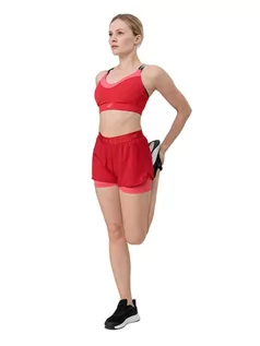 Spodnie sportowe damskie - 4F Szorty funkcyjne w kolorze czerwonym - grafika 1