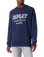 Bluzy męskie - Replay Bluza męska M6314, 085 niebieska, S - miniaturka - grafika 1