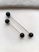 Broszki - ZESTAW 2 BROSZKI SREBRNE SZPILKI DO SPIĘCIE SWETRA PIN CZARNE KULKI - miniaturka - grafika 1