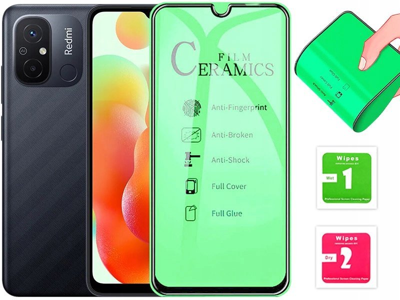 SZKŁO HYBRYDOWE 5D OCHRONNE PEŁNE ELASTYCZNE NA CAŁY EKRAN DO REDMI 12C