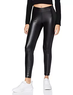 Spodnie damskie - Urban Classics Damskie spodnie z imitacji skóry, damskie spodnie do fitnessu o wyglądzie błyszczącej skóry, w 3 kolorach, rozmiary XS-5XL, czarny, L - grafika 1