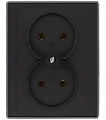 Gniazdka elektryczne - Gniazdo podwójne bez uziemienia JOWISZ czarny mat - miniaturka - grafika 1