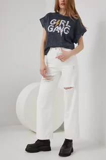 Spodnie damskie - Answear Lab Lab jeansy LAB X limitowana kolekcja festiwalowa BE BRAVE damskie kolor biały high waist - grafika 1