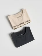 Bluzki dla niemowląt - Reserved - Bawełniany longsleeve 2 pack - kremowy - miniaturka - grafika 1