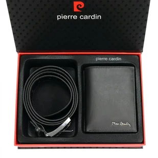 PIERRE CARDIN Zestaw prezentowy Męski Portfel + Pasek ZG-105 120 Czarny - Paski - miniaturka - grafika 1