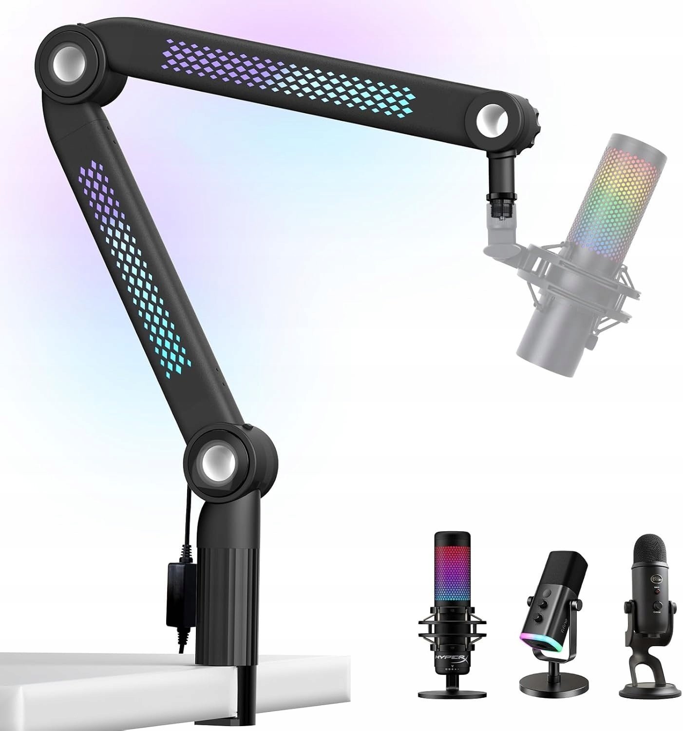 YOUSHARES Gamingowe Ramię Mikrofonu RGB Statyw Bluetooth Uniwersalny