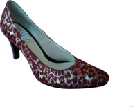 Czółenka - Skórzane czółenka czerwone obcas 8 cm nr 38 - miniaturka - grafika 1