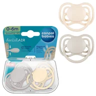 Smoczki uspokajające - Canpol Babies Smoczek Silikonowy Symetryczny Dental Air 0-6m Kremowy - miniaturka - grafika 1