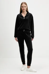 Juicy Couture bluza welurowa damska kolor czarny gładka JCBAS224810 - Bluzy damskie - miniaturka - grafika 1