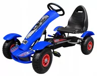 Jeździki dla dzieci - Duży Gokart na Pedały Gumowe Pompowane Koła Regulacja Niebieski - miniaturka - grafika 1