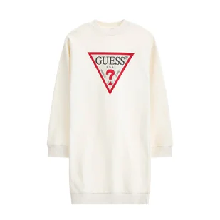 Dziecięca Sukienka GUESS FRENCH TERRY LS DRESS J3YK20KA6R3-G012 – Beżowy - Sukienki i spódniczki dla dziewczynek - miniaturka - grafika 1