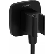 Akcesoria do armatury i ceramiki - HANSGROHE 26887670 FixFit Q przyłącze węża z uchwytem prysznicowym, czarny matowy - miniaturka - grafika 1