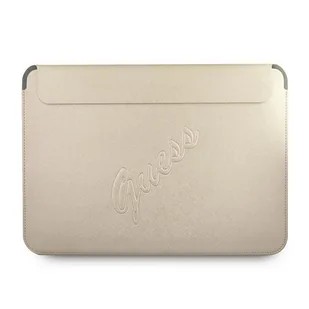 Guess Torba Sleeve GUCS13PUSASLG 13 cali złoty/gold Saffiano Script GUE1207GLD - Torby na laptopy - miniaturka - grafika 9