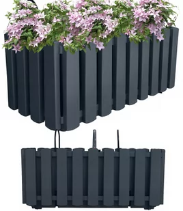 SKRZYNKA BALKONOWA DONICZKA 38CM Z UCHWYTAMI ANTRACYT MIERNIK WILGOCI - Donice - miniaturka - grafika 1