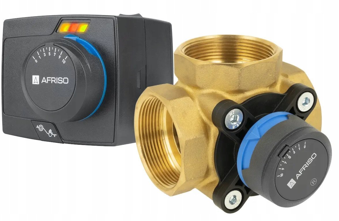 Afriso Zestaw regulacyjny ProClick: 3-drogowy obrotowy zawór mieszający ARV 387 Vario ProClick, DN50, Rp2, Kvs 17 - 50 + siłownik elektryczny ARM 343 ProClickA