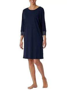 Schiesser Damska koszula nocna z krótkim rękawem bawełna modal koszula nocna Bigshirt - Nightwear, Ciemnoniebieski biały Piping_179235, 38 - Piżamy damskie - miniaturka - grafika 1