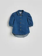 Moda i Uroda OUTLET - Reserved - Jeansowa koszula z bufkami - niebieski - miniaturka - grafika 1