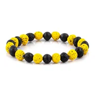 Bransolety męskie - Bransoletka koraliki w kolorze żółto-czarnym EM 60 - EM Men's Accessories - miniaturka - grafika 1