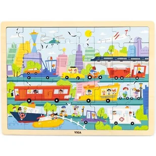 VIGA 44582 Puzzle na podkładce 48 elementów poznajemy transport w mieście 3996 - Puzzle - miniaturka - grafika 1