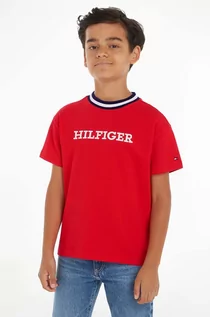 Koszulki dla chłopców - Tommy Hilfiger t-shirt dziecięcy kolor czerwony z nadrukiem - grafika 1
