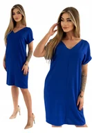 Sukienki - CHABROWA SUKIENKA NA WIOSNE LATO Z DEKOLTEM W SEREK ROZMIAR 40 - miniaturka - grafika 1