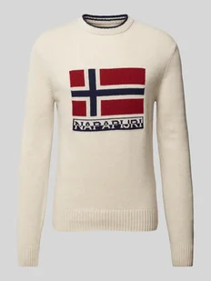 Sweter z dzianiny z nadrukiem z logo model ‘SILVRETTA’ - Swetry męskie - miniaturka - grafika 1
