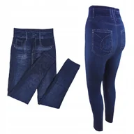 Legginsy - Legginsy Wzór Jeans Ciepłe Leginsy Spodnie Damskie Grube Modne Getry Lh - miniaturka - grafika 1