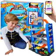 Zabawki konstrukcyjne - Hot Wheels Dla Dzieci Zestaw 4 Poziomowy Garaż Z Windą Prezent Dla Chłopca + Ebook - miniaturka - grafika 1