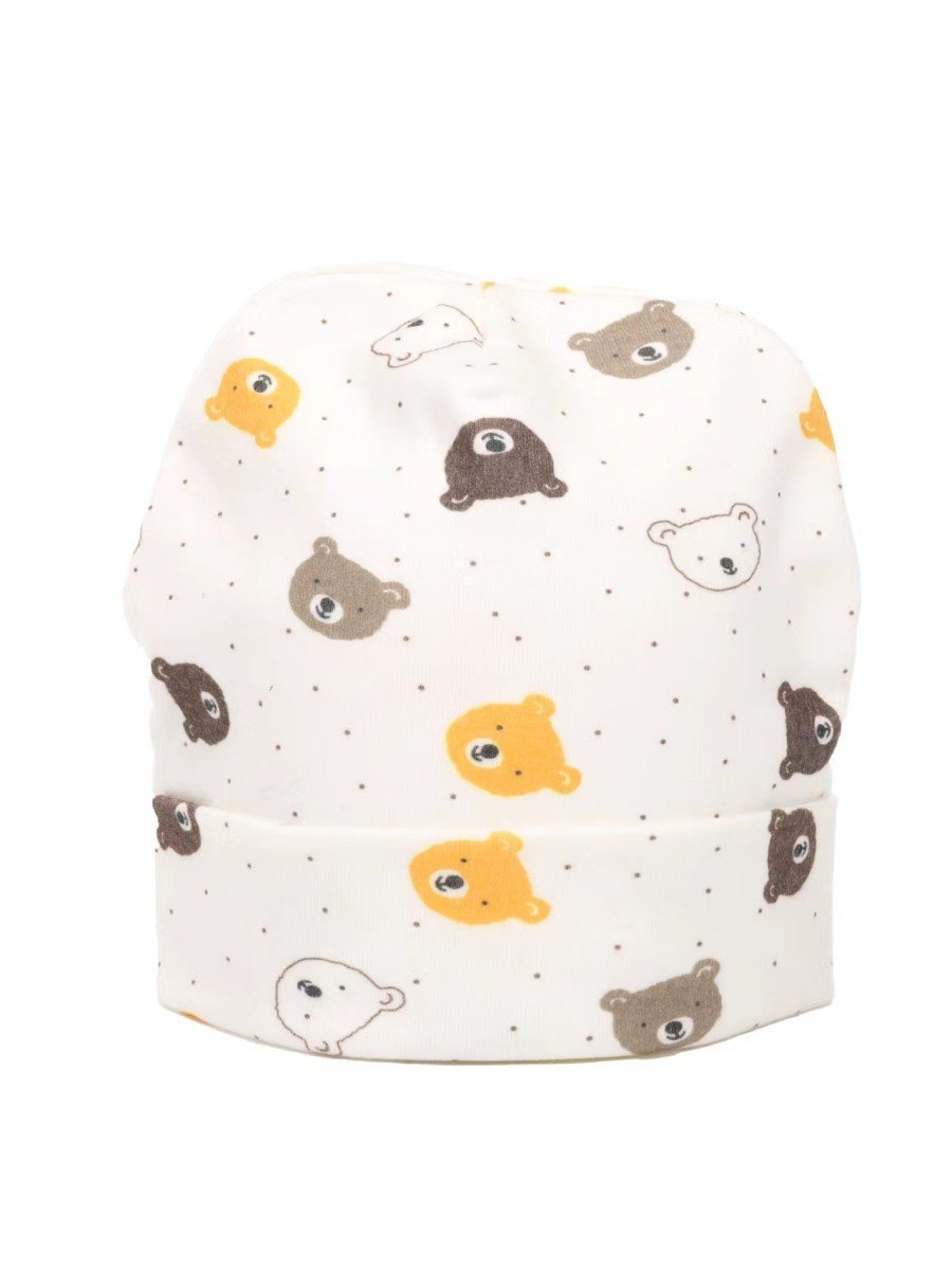 Chłopięca czapka bawełniana w misie biała Be Snazzy r.48/50