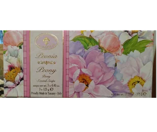 MYDŁO PEONIA 3x125g. Zestaw ręcznie robionych włoskich mydeł - Mydła MYDŁO PEONIA 3x125g. Zestaw ręcznie robionych włoskich mydeł - Mydła - miniaturka - grafika 1