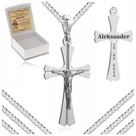 Biżuteria dla dzieci - SREBRNY NASZYJNIK NA KOMUNI�� + KRZY��YK Z JEZUSEM 925 + GRAWER DLA CH��OPCA - miniaturka - grafika 1