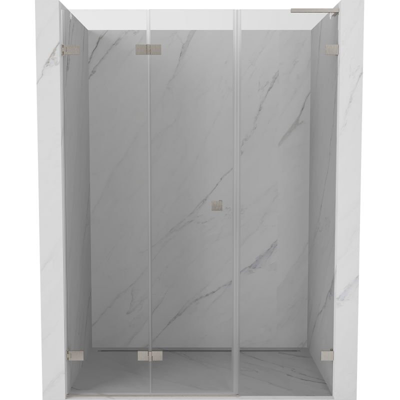 Mexen Lunar-F L drzwi prysznicowe składane lewe 120 cm, transparent, nikiel szczotkowany - 836SL-120-050-97-00-L