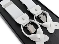 Paski - Białe szelki do spodni na guziki lub żabki z białymi skórkami G3 - miniaturka - grafika 1