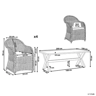 Zestaw ogrodowy rattanowy stół i 4 krzesła naturalny SUSUA/OLBIA - Meble ogrodowe - miniaturka - grafika 10