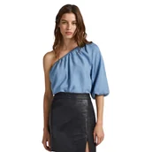 Bluzki damskie - Bluzka damska Pepe Jeans Felina na jedno ramię niebieska-M - miniaturka - grafika 1